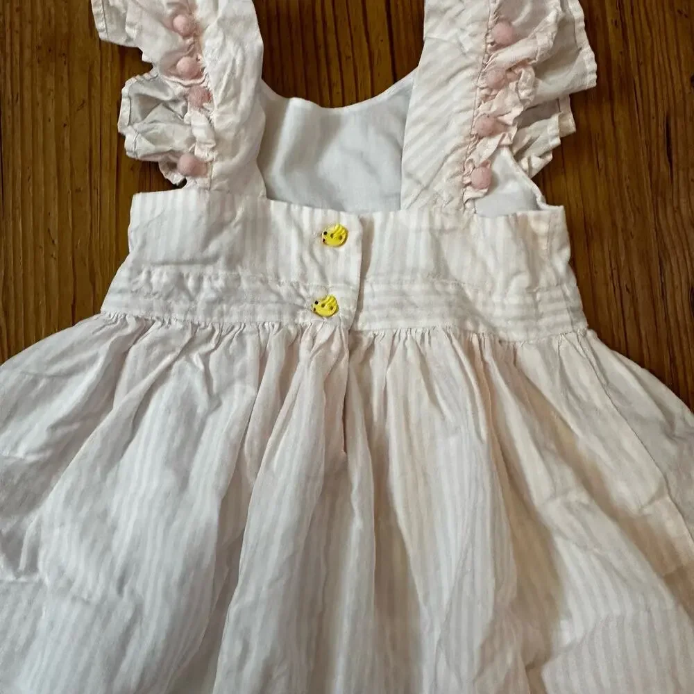 Maggie & Zoe pink white striped chick spring‎ ruffle sleeveless dress SIZE 2T - Picture 4 of 6